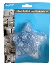 6 Pack Star Shaped Non-Slip Bath Applique, 4.5&quot; Clear with Suction Cups ... - £6.09 GBP