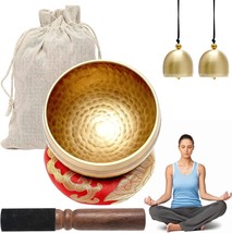6 Piece Set Including Handmade Tibetan Singing Bowl 2 Bells and Bag Tibe... - $218.92
