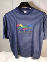 Men’s XL Jamaica No Problem Mon Embroidered T-Shirt Blue/Gray Stripe Island Tees - £6.84 GBP