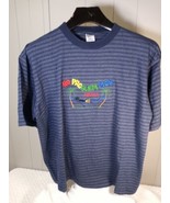 Men’s XL Jamaica No Problem Mon Embroidered T-Shirt Blue/Gray Stripe Isl... - £6.70 GBP