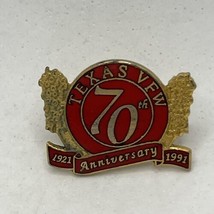 Texas 70th Anniversary VFW Veterans Of Foreign Wars Enamel Lapel Hat Pin - $7.95