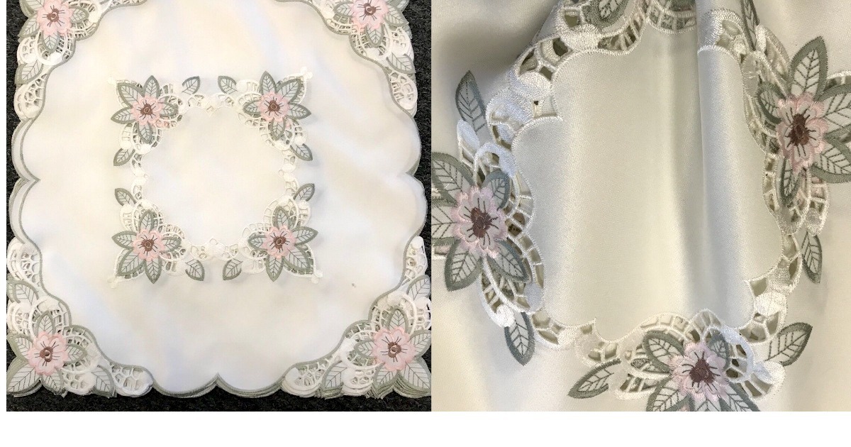 16&quot; Embroidery Square Fabric Doily Doilies Embroidered Wedding Party Dec... - $30.99
