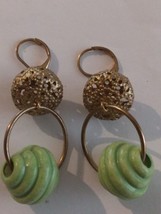 Vintage Pierced Earrings Gold Tone Dangle 2” - £8.39 GBP