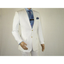 Mens Summer Linen Suit Apollo King Half Lined 2 Button European LN6 White Party image 6