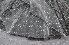 Black Polka Dot Pleated Tulle Skirt Outfit Women Custom Size Tulle Midi Skirt image 8