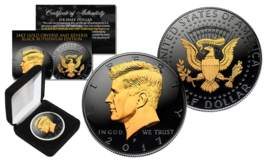 2022 Black Ruthenium Jfk Half Dollar U.S. Coin 2-SIDED 24K Gold (P-MINT) w/ Box - £17.23 GBP
