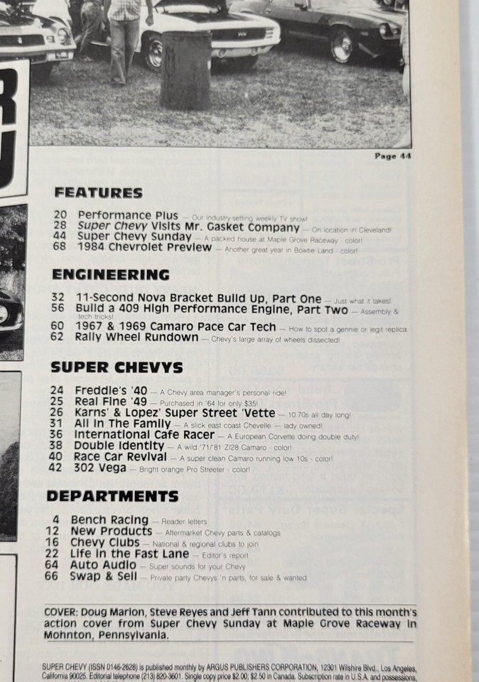 PV) Super Chevy Magazine November 1983 Volume 11, Issue 11 Camaro Corvette Item image 4