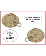 Pair of 3/8&quot; X 15&#39; Premium Nylon Double Braided Boat Dock Lines GOLD &amp; W... - £23.64 GBP