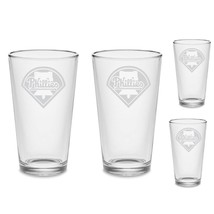 SET Philadelphia Phillies Custom Pint Beer Glasses Etched Drinkware Tumblers - £33.10 GBP+