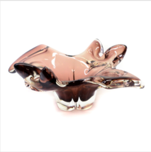 Vintage Hand Blow Murano Purple Brown Free Form Art Glass Candy Dish Bow... - $54.42
