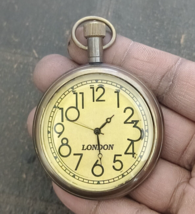 Antique 2&quot; Brass Pocket Watch Nautical Vintage American Elgin Look Collectible - £20.75 GBP