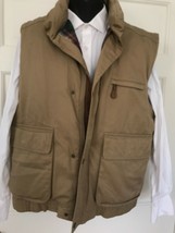 Vtg, Eddie Bauer Goose Down Puffer Vest. Leather Trim. Cotton Flannel Lining. L - £30.18 GBP