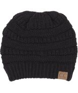 C.C Exclusives Women Hat Beanie Knit Cuffed Black Winter Ribbed Slouchy ... - $12.99
