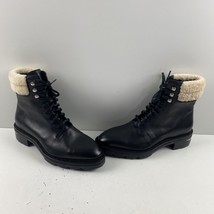 Alexander Wang Black Leather Lace Up Round Toe Fur Trim Ankle Boots Men’s 41 - £312.89 GBP