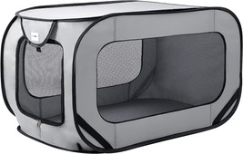 Large Dog Kennel Pet Cat Portable Cage Crate Travel Folding Carrier Car Gray 36 - £29.38 GBP