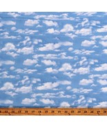 Cotton Clouds Cloudy Sky Skies Nature Blue Fabric Print by Yard D786.14 - $12.95