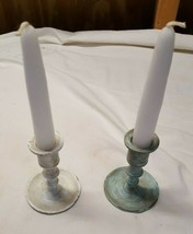 Shabby Chic Sytle Candleholder Candle Holders Pair Set of Two (2) &amp; Candles - $28.13