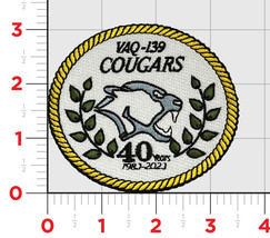 VAQ-139 COUGARS HOOK &amp; LOOP EMBROIDERED JACKET PATCH - £27.52 GBP
