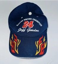 Vintage Jeff Gordon #24 NASCAR Racing Champion Flames Adjustable Hat Cap Mens - £9.32 GBP