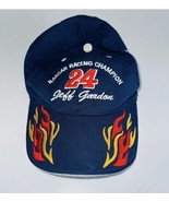Vintage Jeff Gordon #24 NASCAR Racing Champion Flames Adjustable Hat Cap... - £9.33 GBP