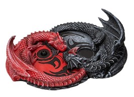 Auspicious Infinity Red And Black Unity Dragons Decorative Incense Burner Holder - £24.77 GBP