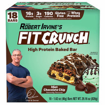 Chef Robert Irvine&#39;s Fit Crunch Whey Protein Bars, Mint Chocolate Chip, 18-count - £28.03 GBP
