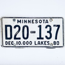 1980 United States Minnesota Lakes Dealer License Plate D20-137 - $12.86