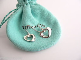 Tiffany & Co Silver Modern Geometric Heart Dangle Dangling Earrings Gift Pouch - £261.41 GBP