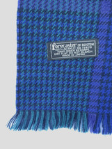 Vintage Forecaster of Boston Scarf Acrylic JAPAN Purple Teal Houndstooth Plaid - £14.88 GBP