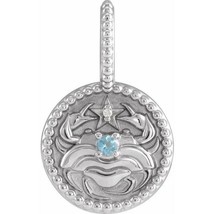 Sterling Silver Cancer Zodiac Aquarmarine and Diamond Pendant - £143.96 GBP