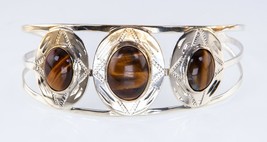 Navajo Sterling Silver Tiger Eye Cuff Bracelet - £123.46 GBP