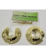 Q1) Vintage LIDO Gold Tone Brass Closet Pole Rod Hanging Hardware Flange... - €5,03 EUR