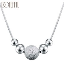 DOTEFFIL 925 Sterling Silver 18 Inch Snake Chain Matte Smooth Five Beads Necklac - £11.65 GBP