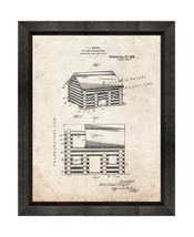 Toy-cabin Construction Patent Print Old Look with Beveled Wood Frame - $24.95+