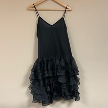 Vintage 80s 90s Y2K Black Tutu Dress Womens Medium Formal Sexy Party Ruffle Slip - £62.27 GBP