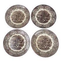 4 Antique Victorian Brown Transferware Plates Lunch Salad Landsae SCR 9-... - $1,378.32 MXN