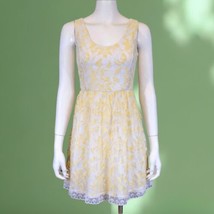 MINUET White Yellow Lace Cocktail Day Evening Party Romantic Dress Large L NEW - £23.39 GBP