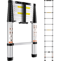 VEVOR Telescoping Ladder, 10.5 FT Aluminum One-button Retraction Collaps... - $125.48 CAD