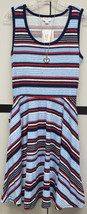 NWT LuLaRoe Medium Navy Light Blue White Red Stripes Nikki Knit Sleeveless Dress - £37.97 GBP