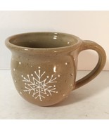 Snowflake Wide Mouth Coffee Cup Pottery Mug Crackle Glaze Sandy Colour S... - £8.67 GBP