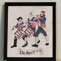 Vintage Patriotic USA Handmade Embroidery The Spirit Of &#39;76 Framed ART 1... - £44.39 GBP