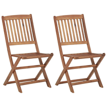 Set Of 2 Folding Wooden Garden Chairs Outdoor Patio Solid Wood Seat Chai... - £97.13 GBP