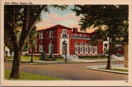 Sayre Pennsylvania Post Office Beautiful Linen Postcard Y19 - $4.95