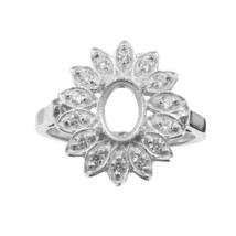 Argento Sterling Fiore Semi Montatura Anello 6x8 MM Ovale Zircone Incast... - £25.20 GBP