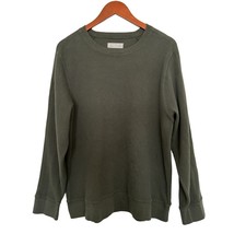 EVERLANE Waffle-Knit Sweater Organic Cotton Crewneck Long Sleeve Green S... - $24.74