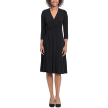 London Times Petite Side-Twist A-Line Dress Black Size 10P $99 - £30.82 GBP
