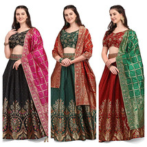 Affascinante Lehenga Choli &amp; Dupatta Jacquard Semi-Cucita Festa Matrimonio - £38.37 GBP