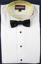 NEW Dimension Boy&#39;s White Pintuck Pleat Wing Collar Tuxedo Shirt + Bow Tie, 12 - £9.45 GBP