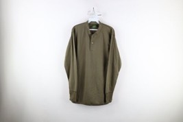 Vintage 90s Cabelas Mens M Tall Faded Blank Ribbed Knit Henley T-Shirt Green USA - £36.96 GBP