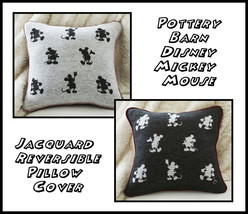 NEW RARE Pottery Barn Disney Mickey Mouse Reversible Jacquard Pillow Cover 20" S - $34.99